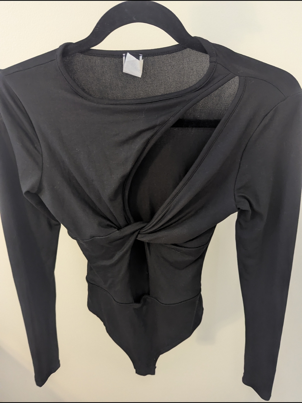 Windsor Black Twist-Front Long Sleeve Bodysuit